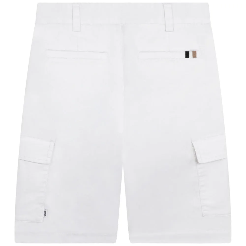 BOSS KIDSWEAR White Bermuda Shorts