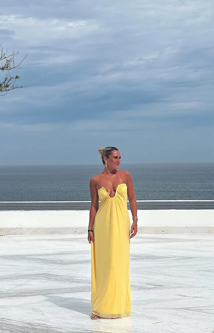 Braelyn Yellow Strapless Maxi Dress