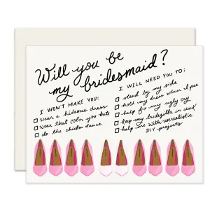 Bridesmaid Shoes | Bridesmaid Card