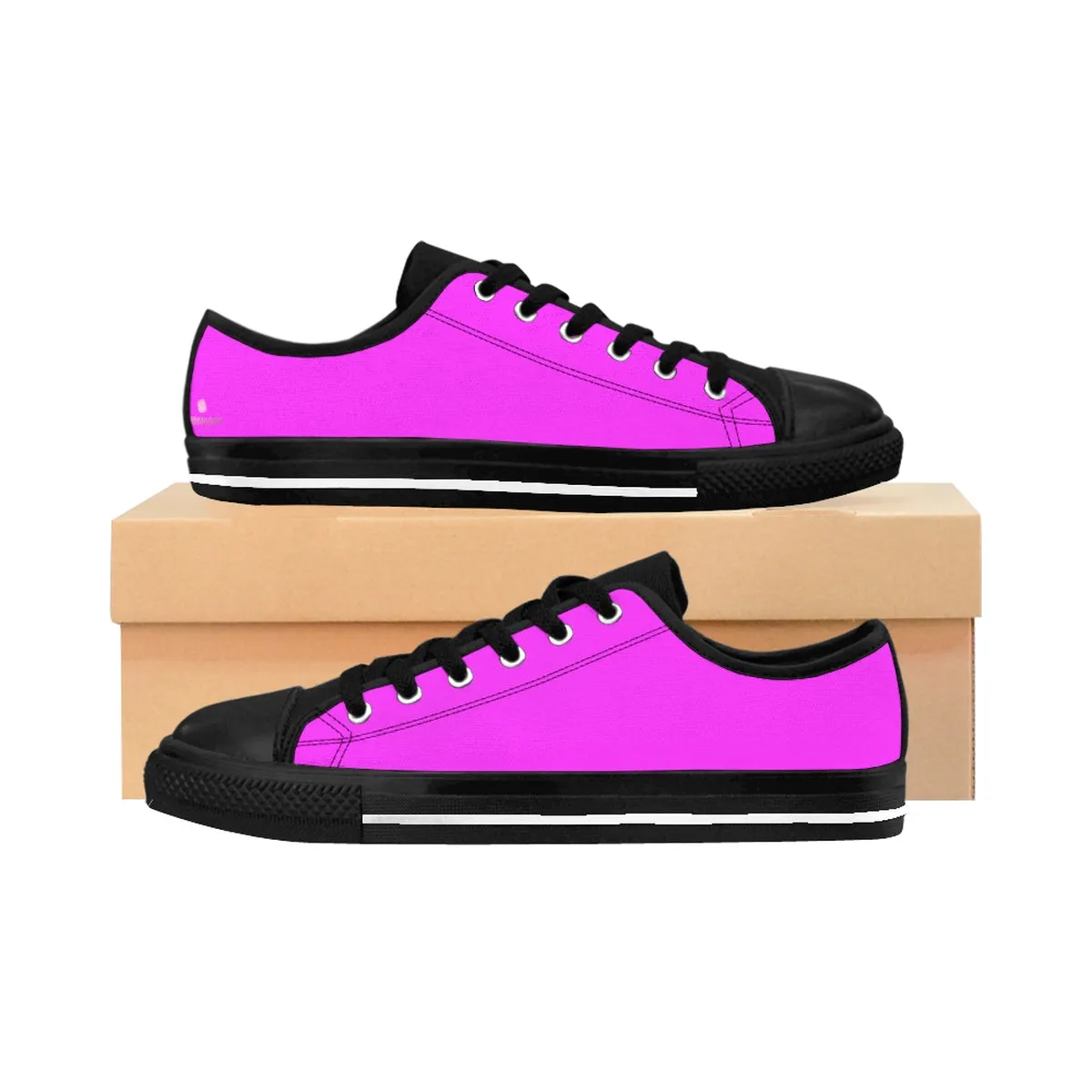 Bright Pink Women's Low Top Sneakers, Solid Color Designer Low Top Women's Shoes (US Size: 6-12)