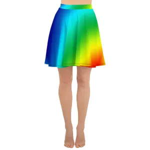 Bright Rainbow Skater Skirt, Ombre Print Women's Skater Skirt- Made in USA/EU (US Size: XS-3XL)