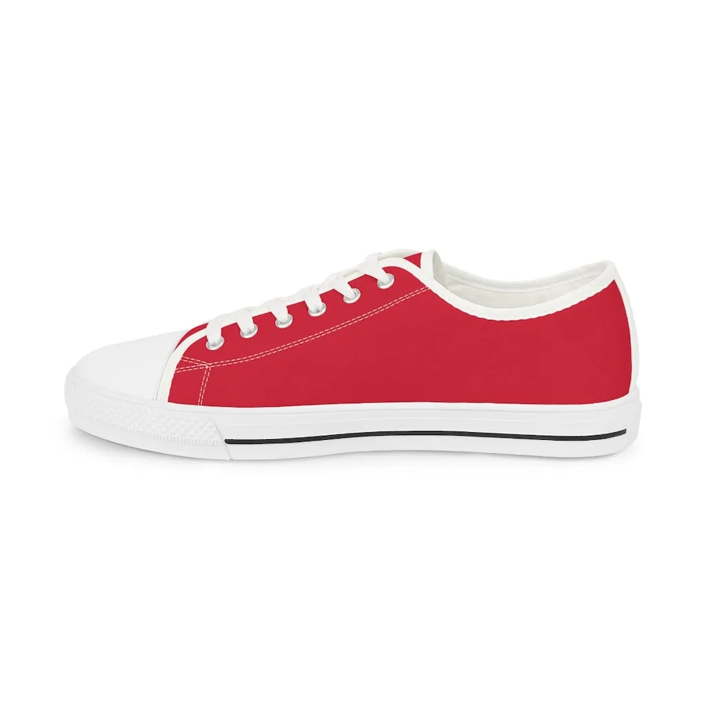 Bright Red Men's Low Top Sneakers, Best Solid Color Modern Best Men's Low Top Sneakers  (US Size: 5-14)