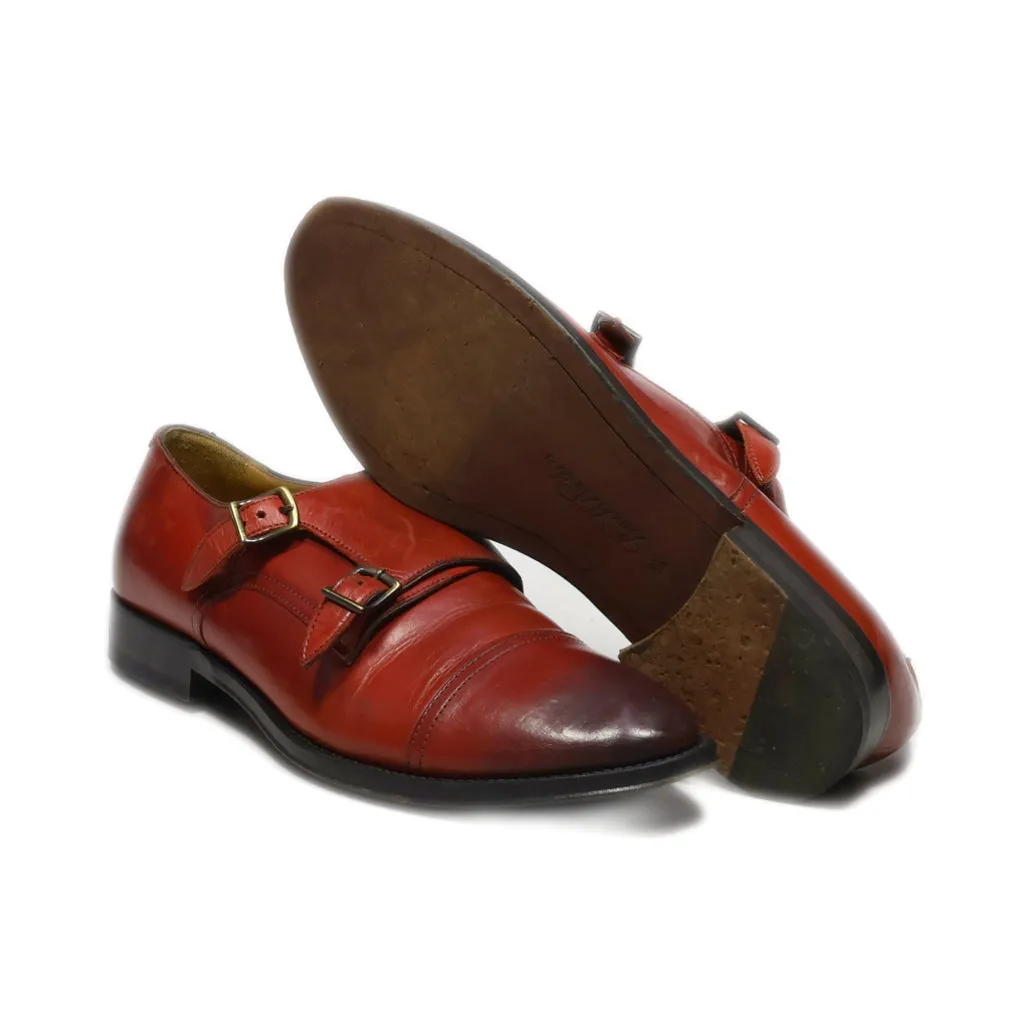 Brooks Brothers Monk Strap Shoes Leather Red Colour For Men