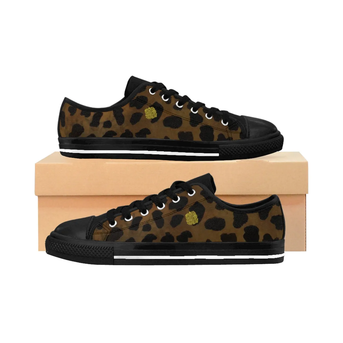 Brown Leopard Men's Sneakers, Best Animal Print Fashion Canvas Sneakers Shoes For Men