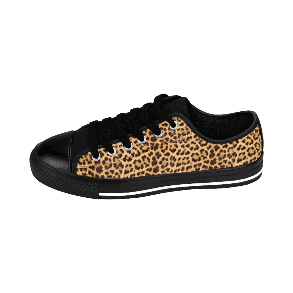 Brown Leopard Print Men's Sneakers, Designer Leopard Animal Print Best Low Top Shoes For Men (US Size: 7-14)