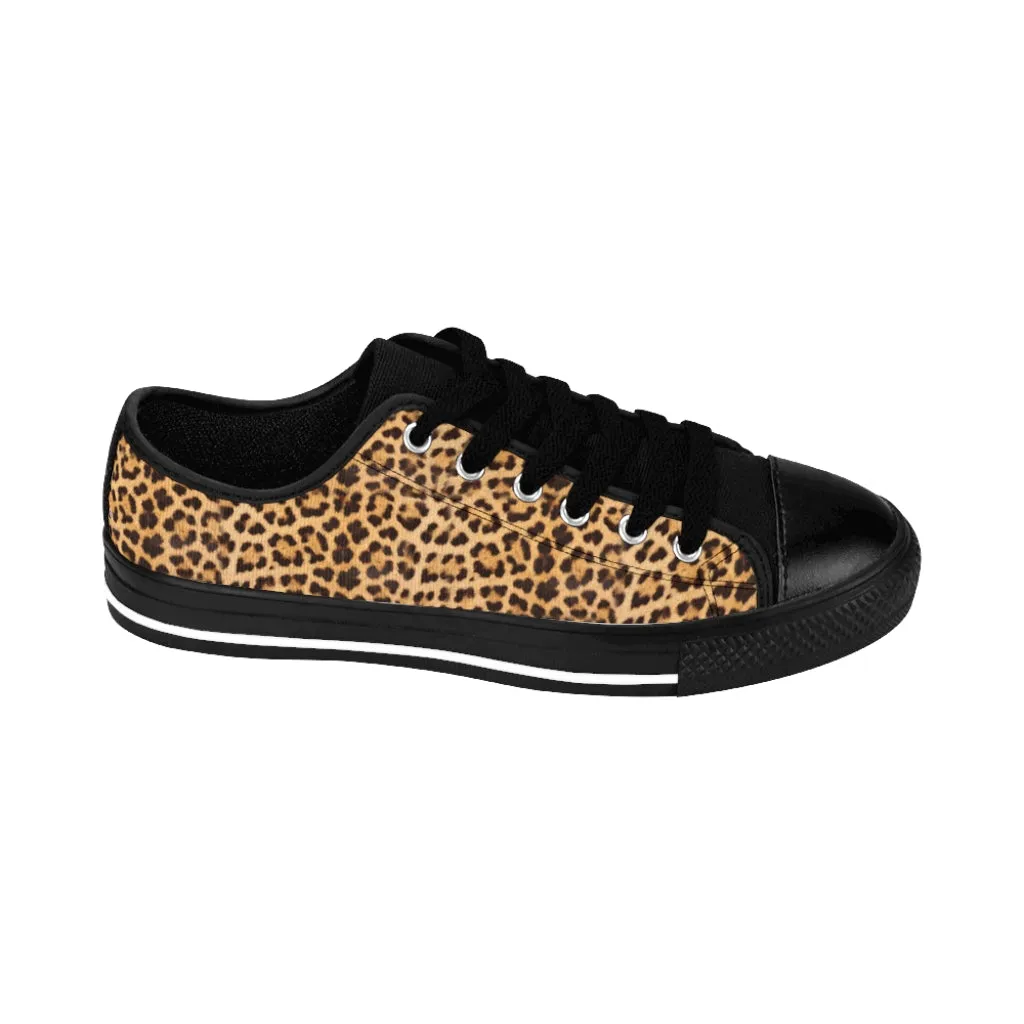 Brown Leopard Print Men's Sneakers, Designer Leopard Animal Print Best Low Top Shoes For Men (US Size: 7-14)