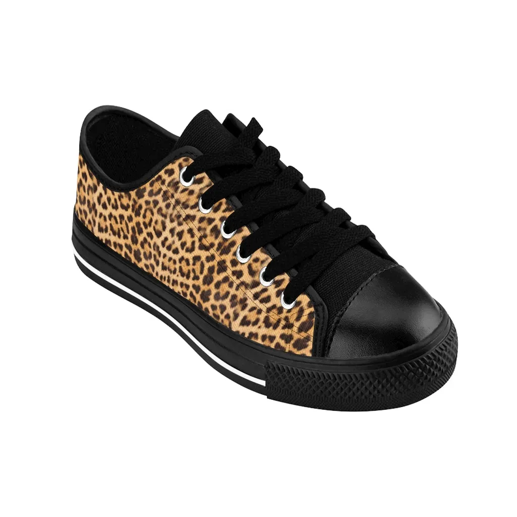 Brown Leopard Print Men's Sneakers, Designer Leopard Animal Print Best Low Top Shoes For Men (US Size: 7-14)