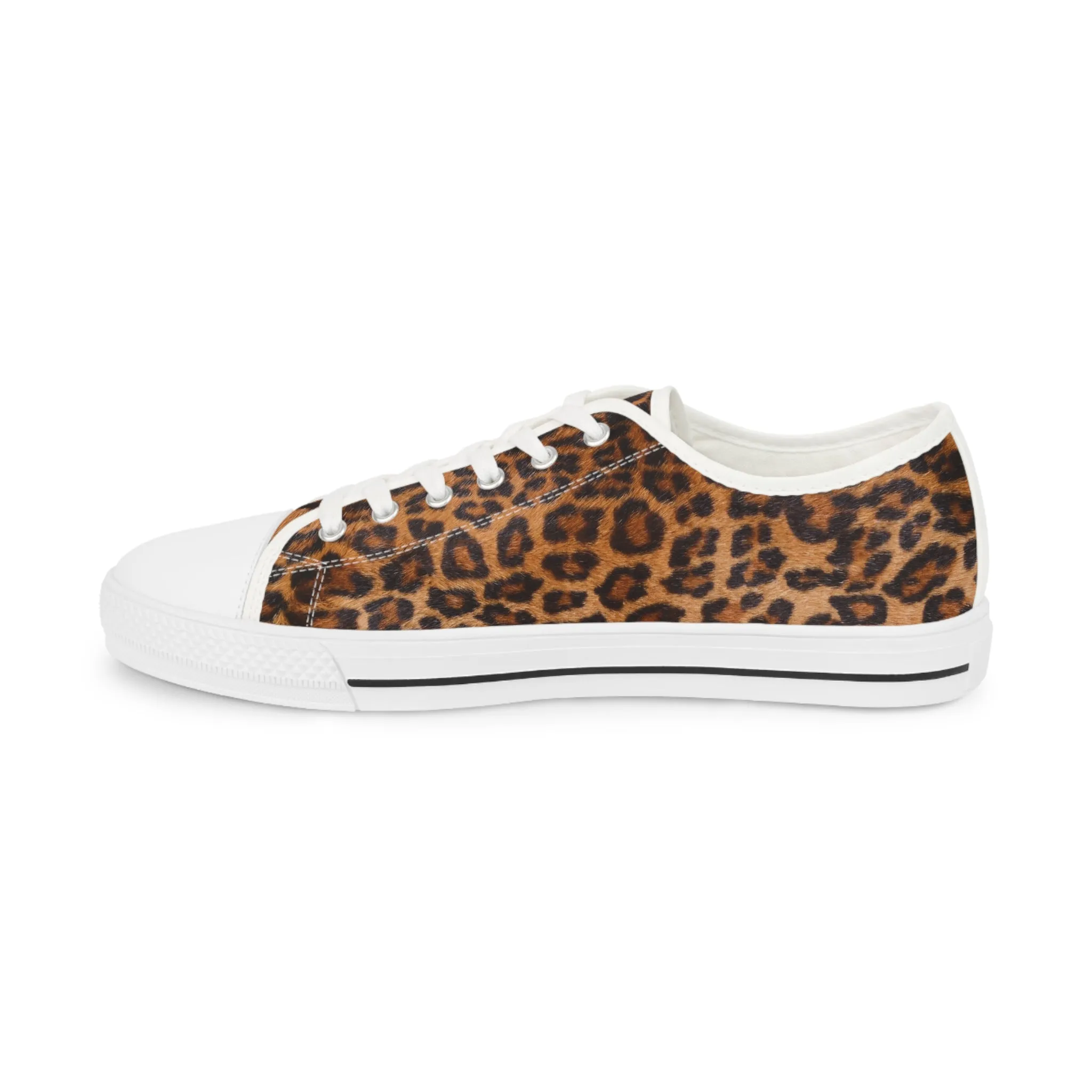 Brown Leopard Print Men's Sneakers, Leopard Animal Print Men's Low Top Sneakers Tennis Canvas Shoes (US Size: 5-14)