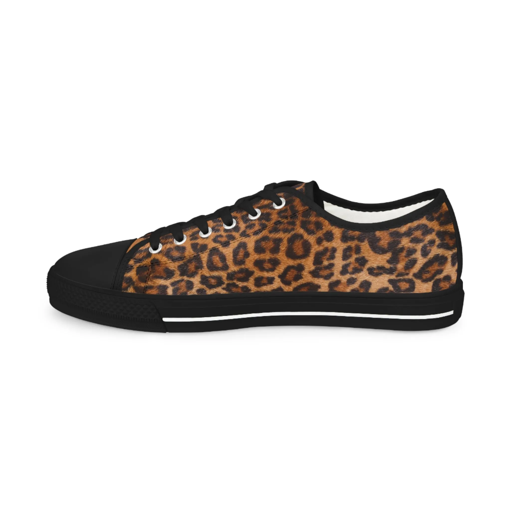 Brown Leopard Print Men's Sneakers, Leopard Animal Print Men's Low Top Sneakers Tennis Canvas Shoes (US Size: 5-14)