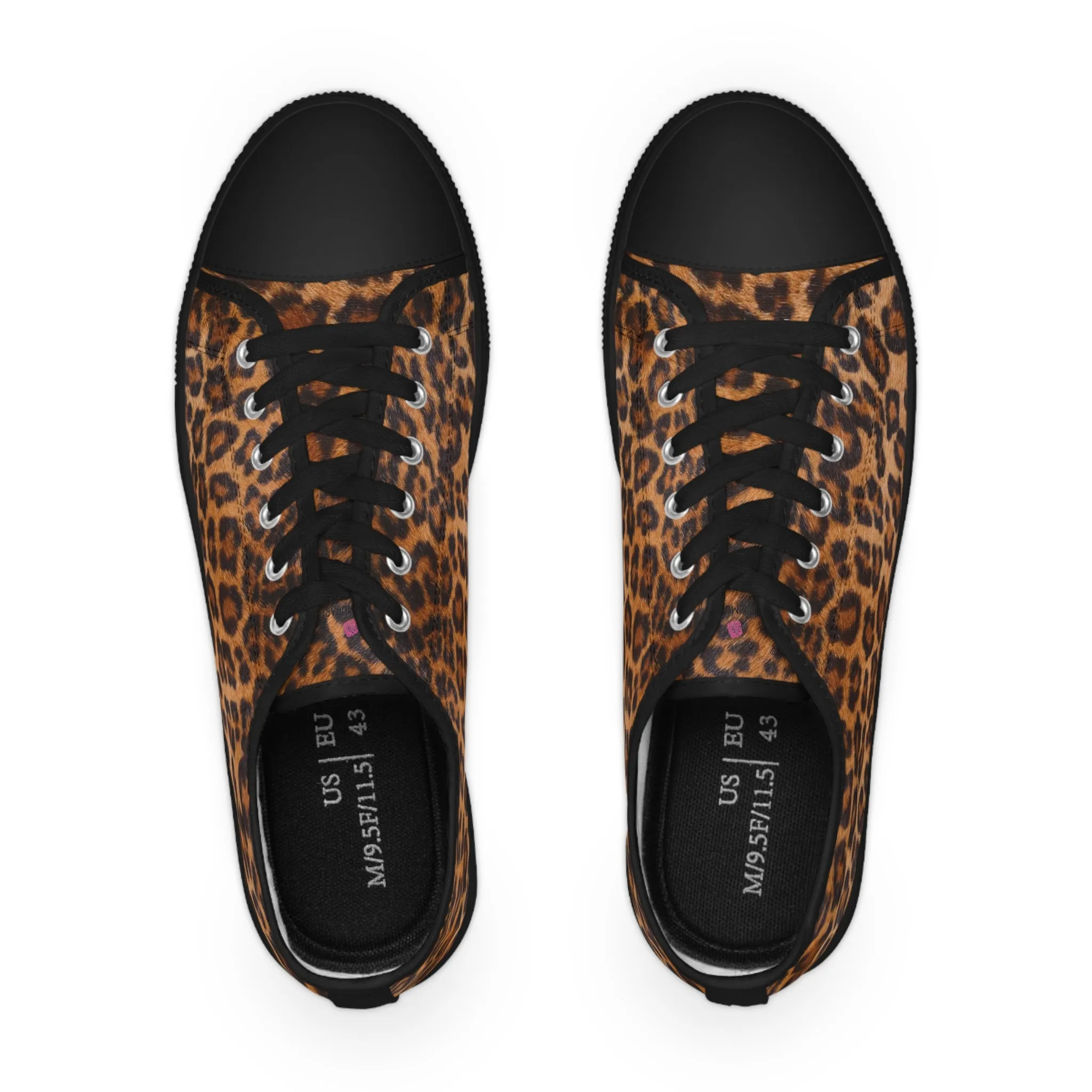 Brown Leopard Print Men's Sneakers, Leopard Animal Print Men's Low Top Sneakers Tennis Canvas Shoes (US Size: 5-14)