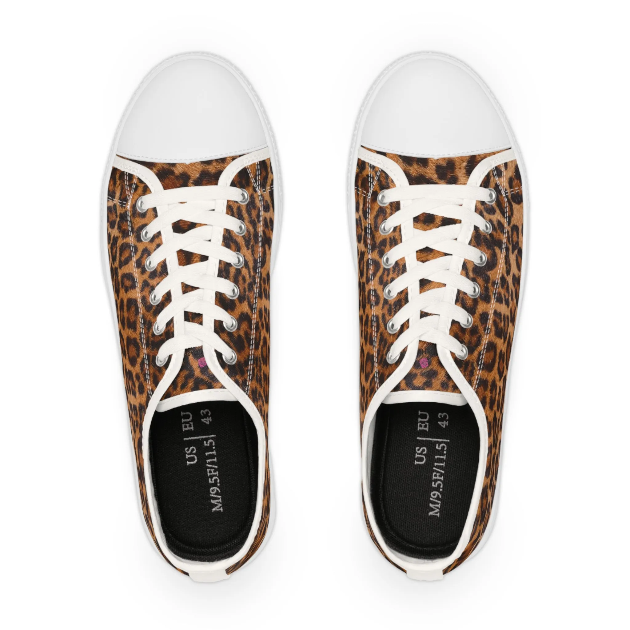 Brown Leopard Print Men's Sneakers, Leopard Animal Print Men's Low Top Sneakers Tennis Canvas Shoes (US Size: 5-14)