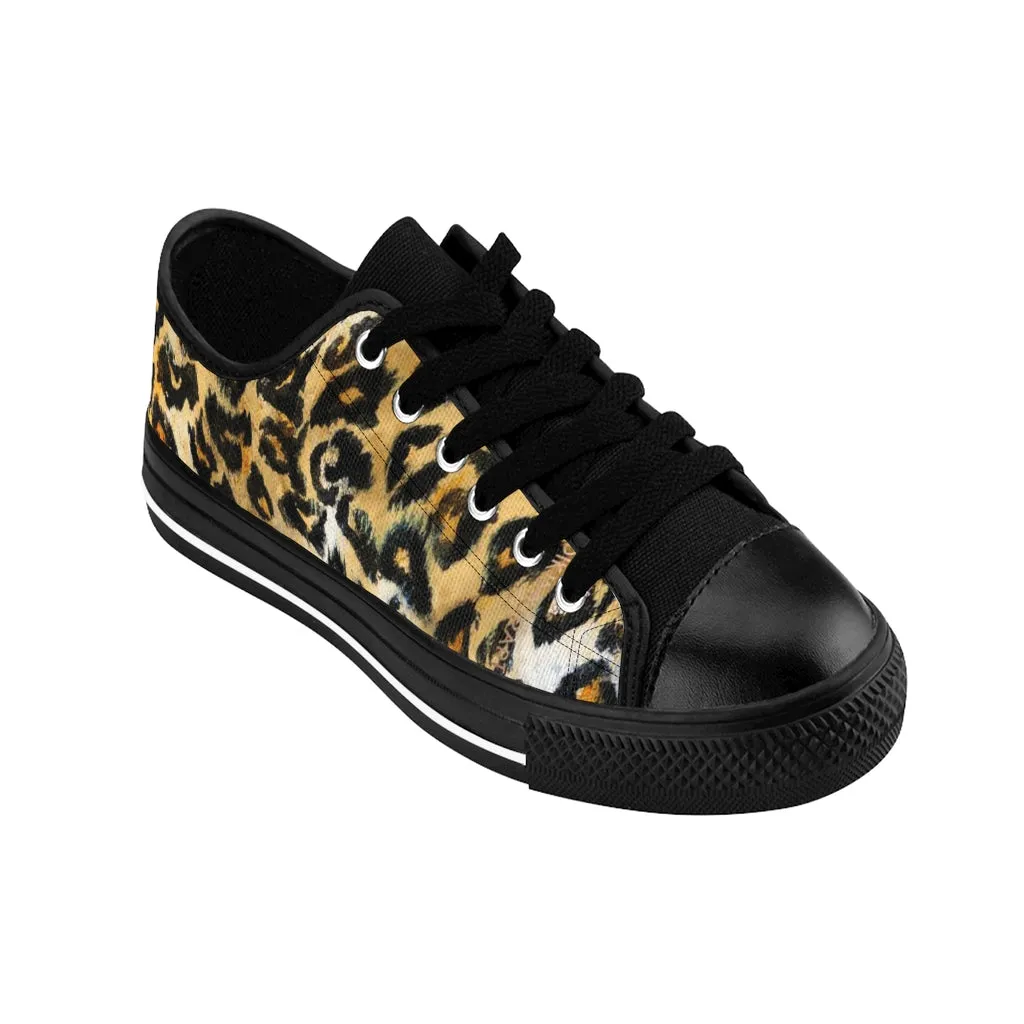 Brown Leopard Print Women's Sneakers, Brown Leopard Animal Print Fashion Tennis Canvas Shoes For Ladies