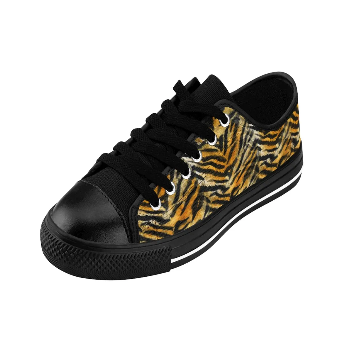 Brown Tiger Stripe Women's Sneakers, Animal Print Designer Low Top Sneakers Shoes (US Size 6-12)