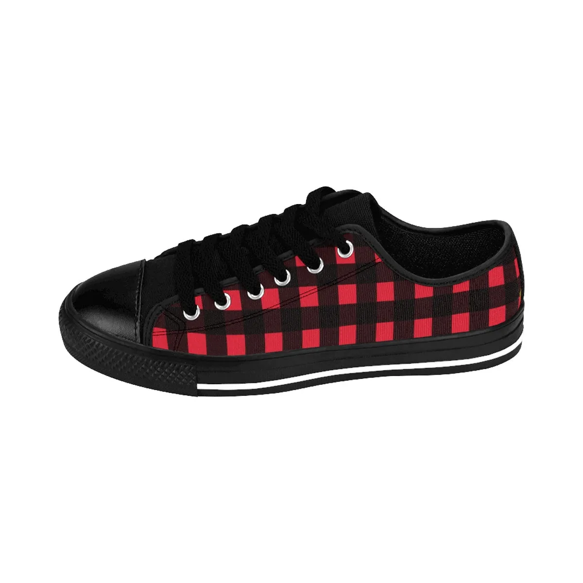 Buffalo Red Men's Sneakers, Red Buffalo Best Plaid Print Designer Low Top Running Shoes (US Size: 6-14)