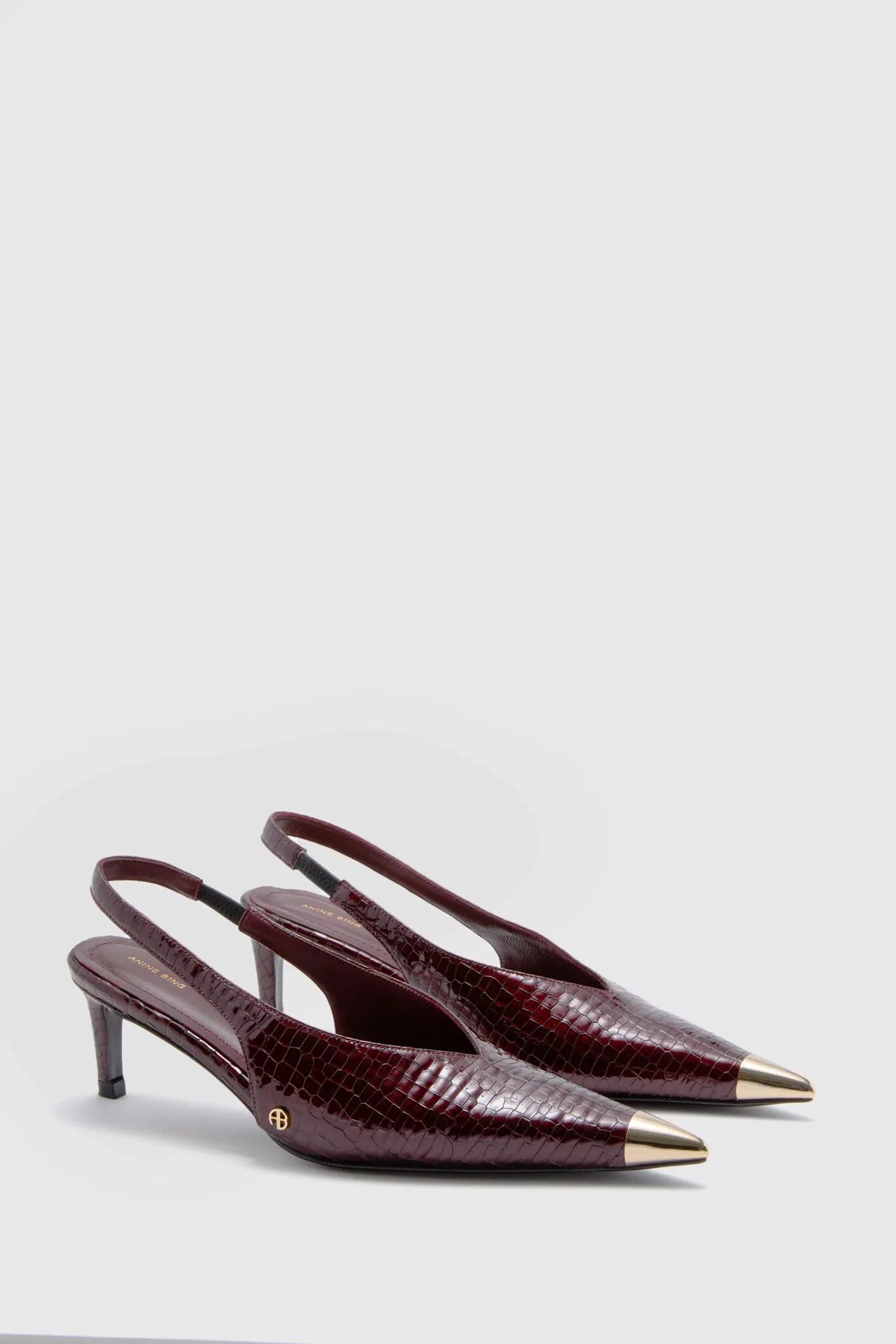 Burgundy Nina Heels with Metal Toe Cap