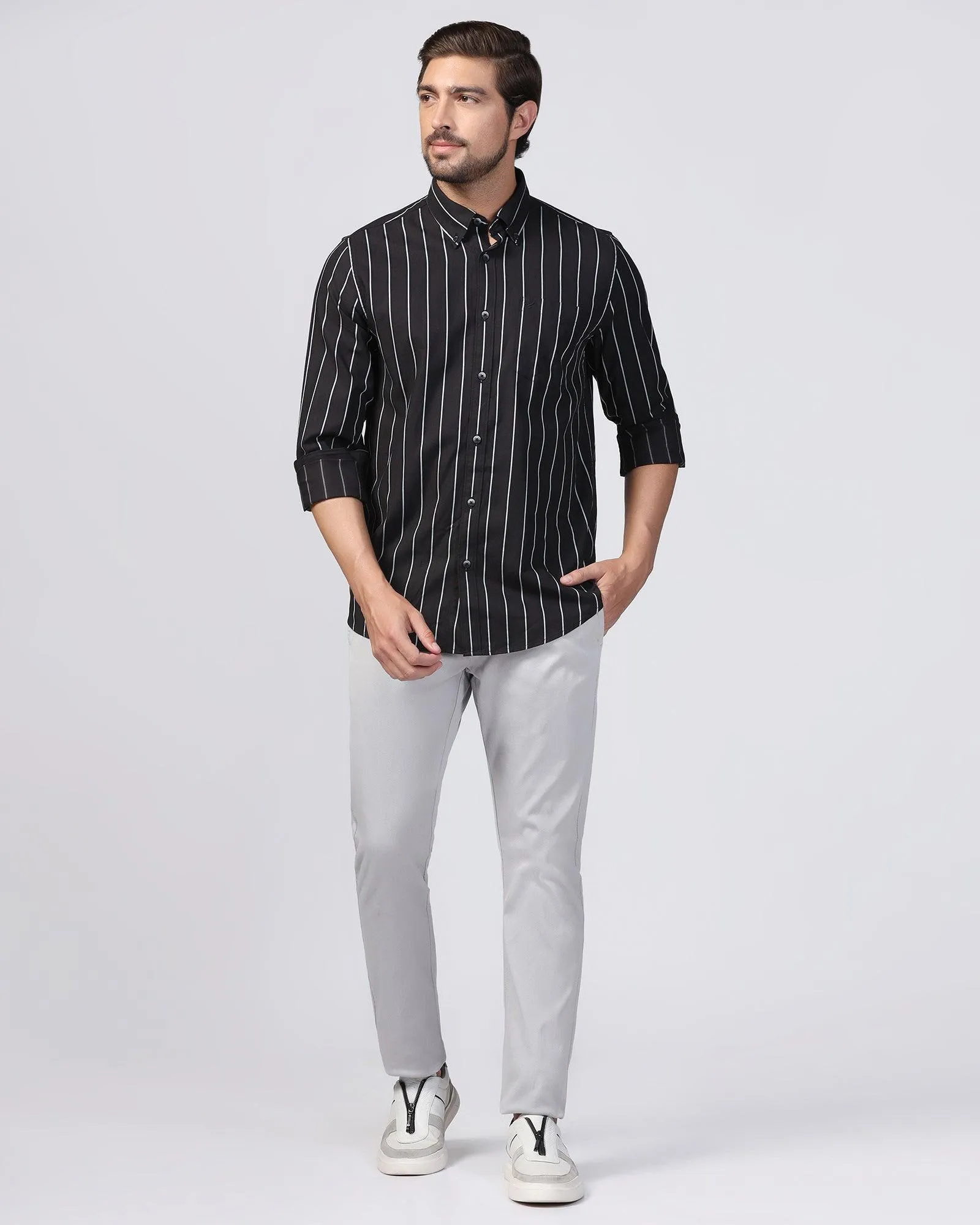 Casual Black Stripe Shirt - Mateo