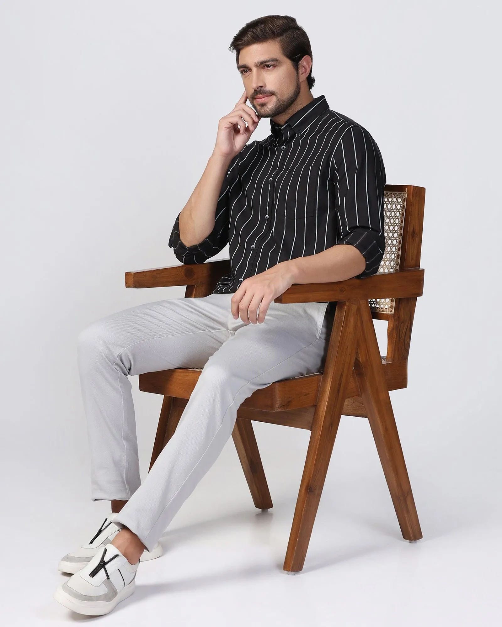 Casual Black Stripe Shirt - Mateo