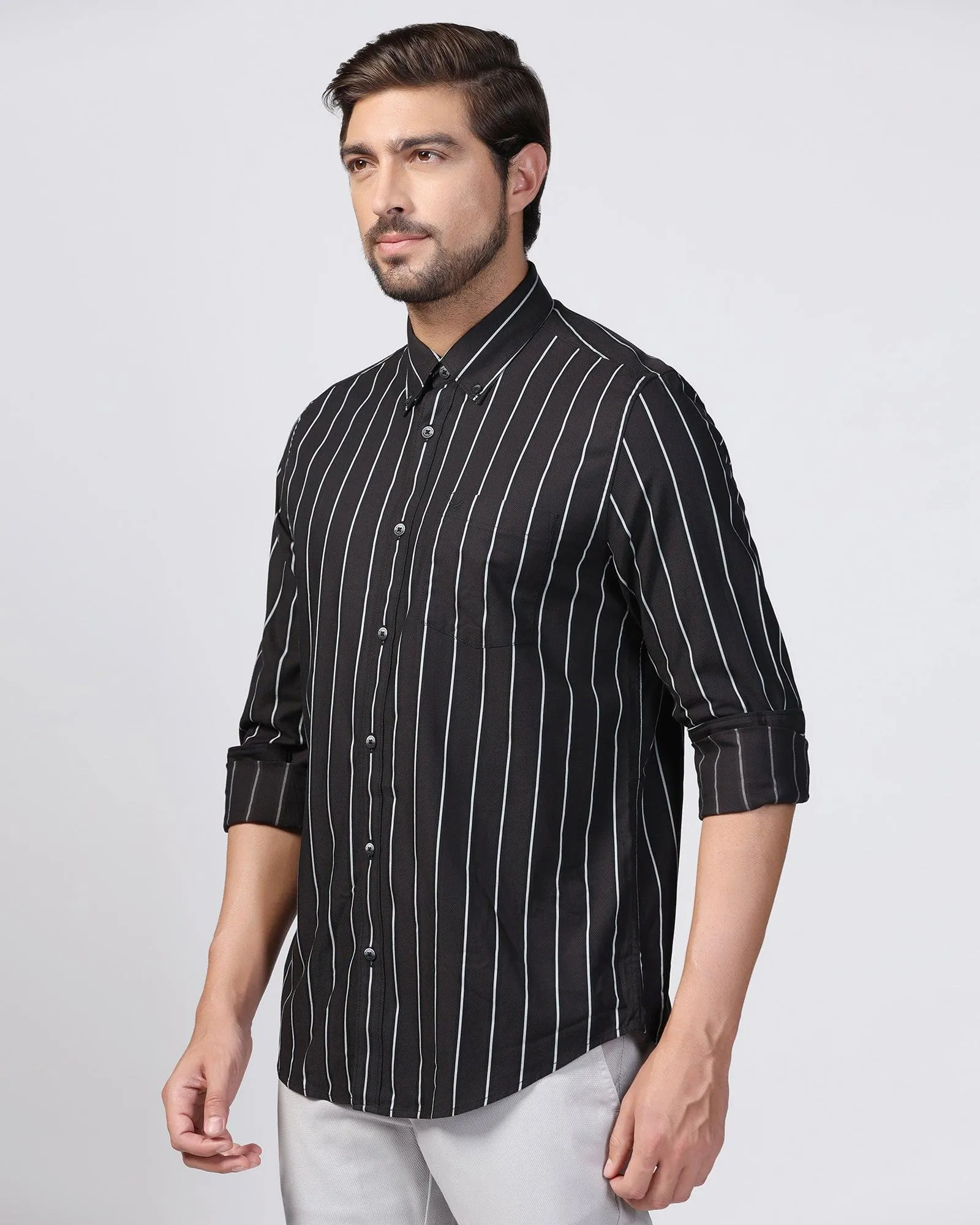 Casual Black Stripe Shirt - Mateo