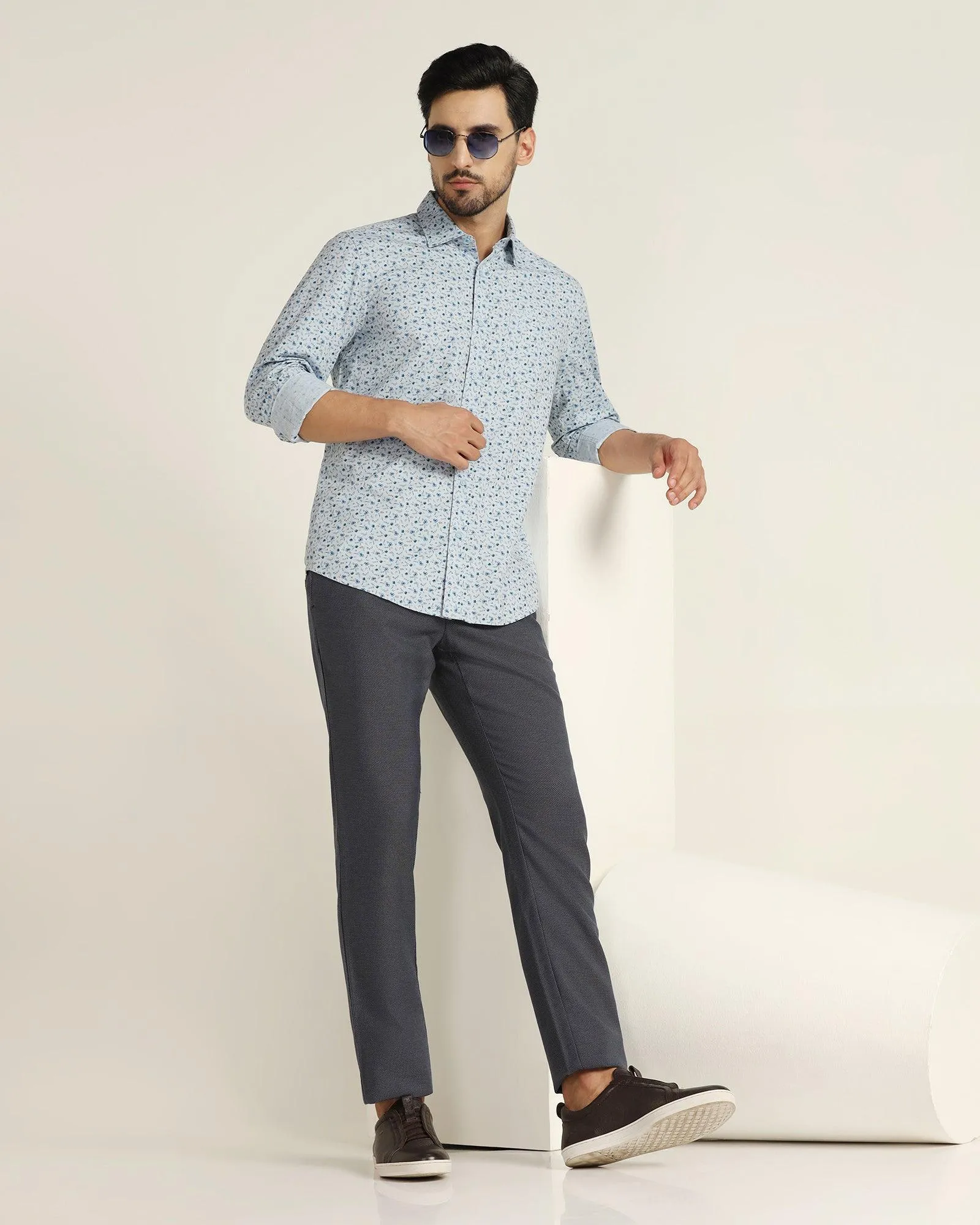 Casual Blue Printed Shirt - Jason