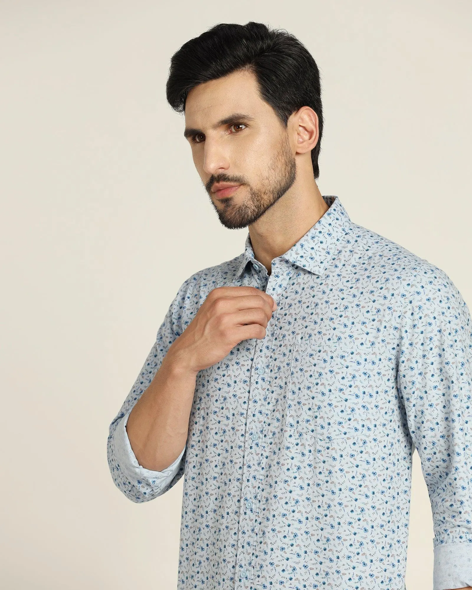 Casual Blue Printed Shirt - Jason