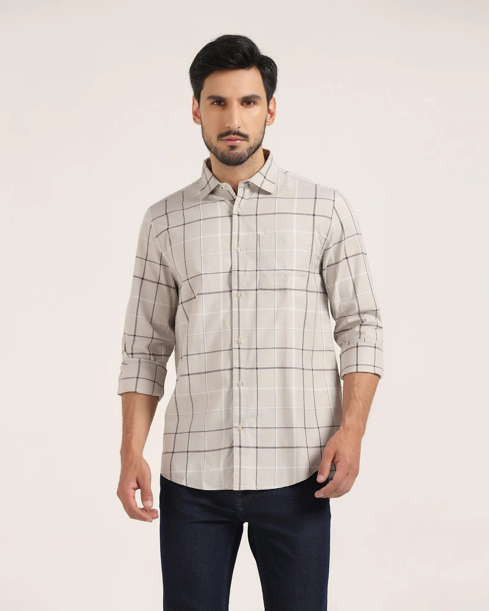 Casual Grey Check Shirt - Titan