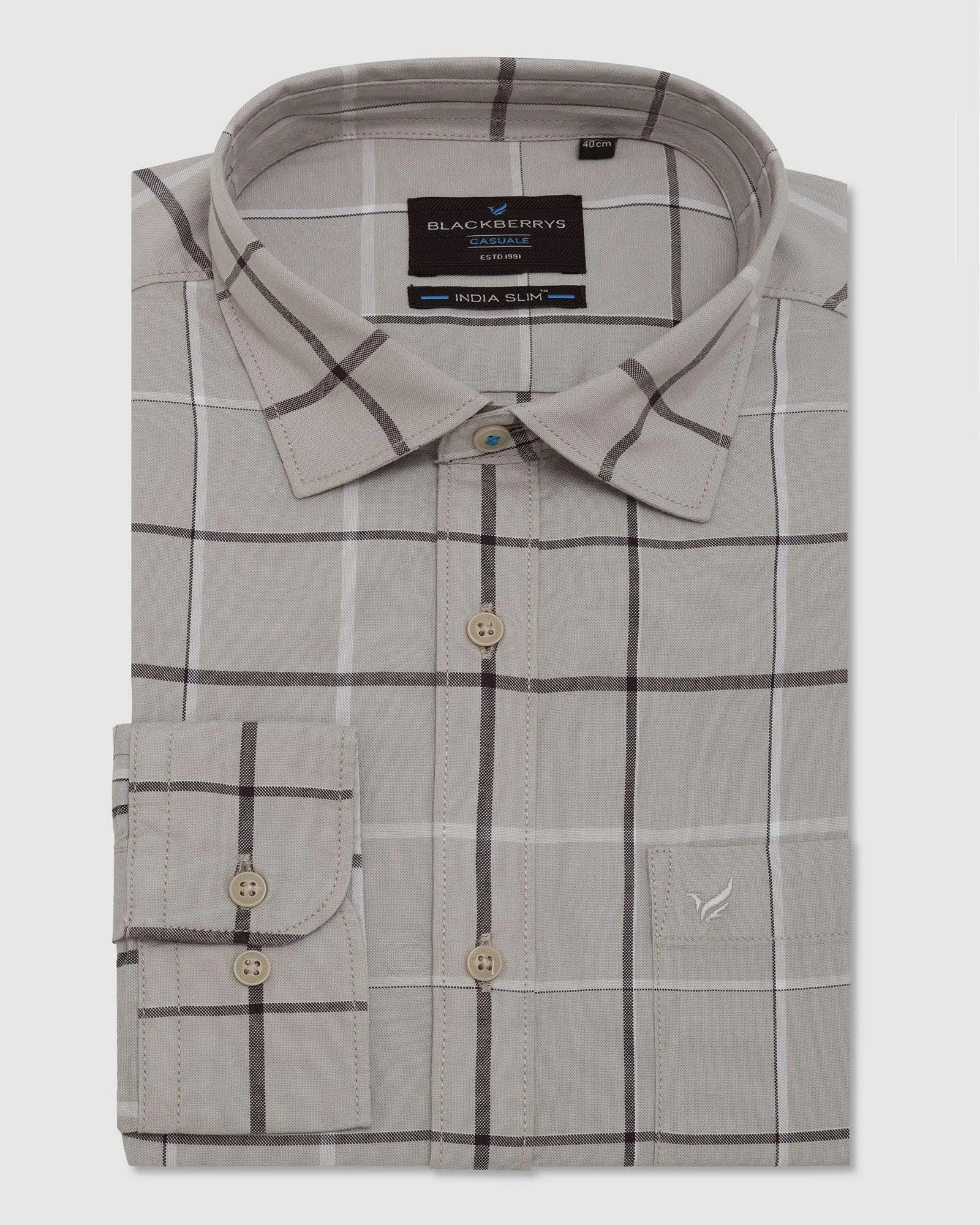 Casual Grey Check Shirt - Titan