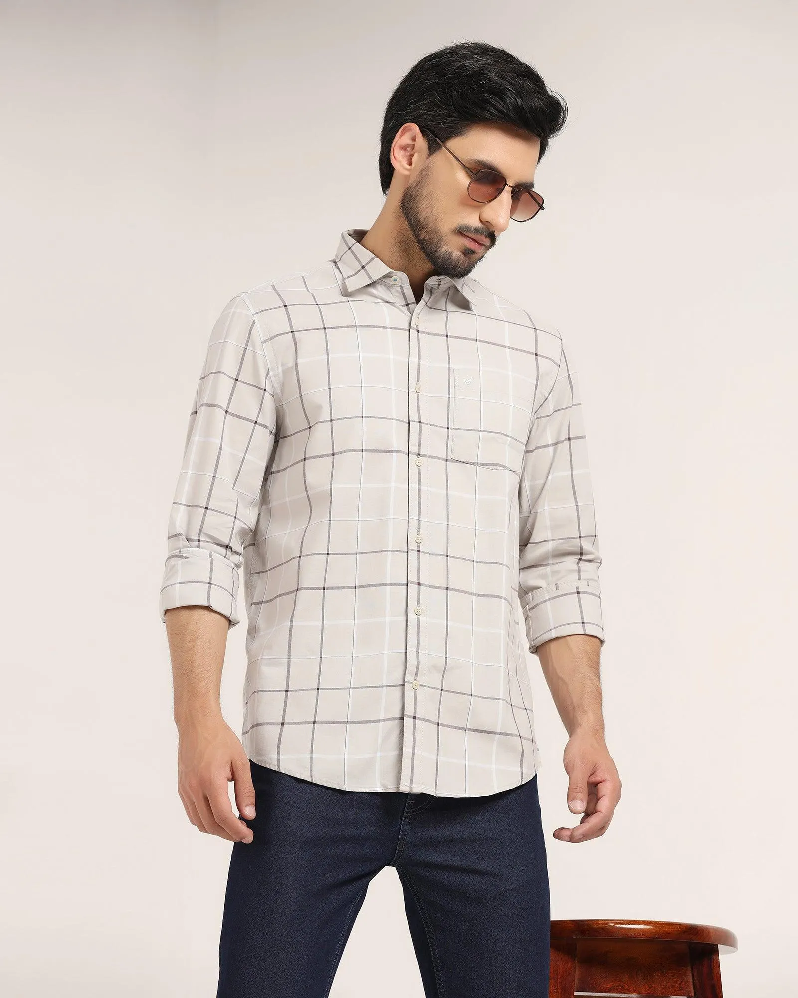 Casual Grey Check Shirt - Titan