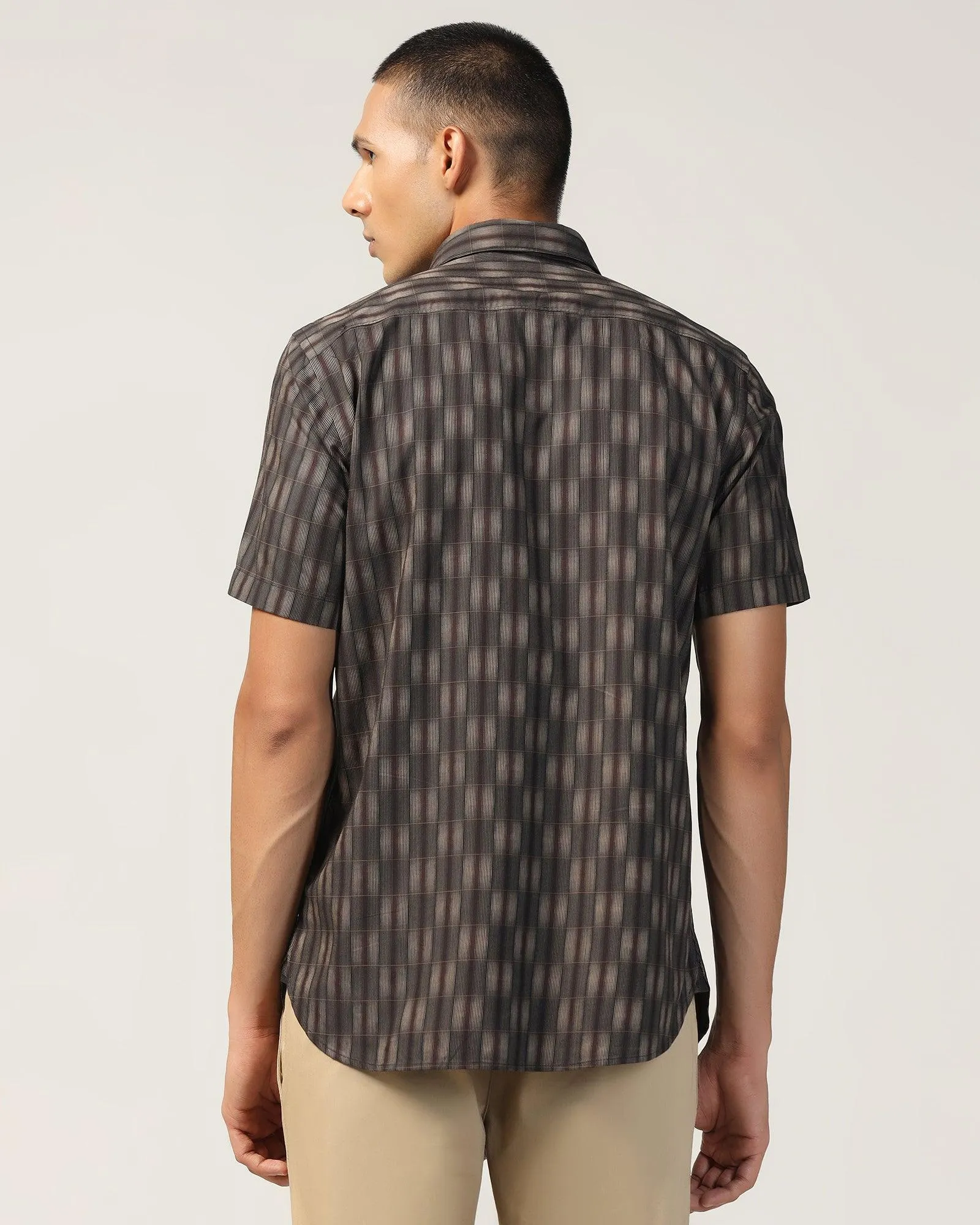 Casual Half Sleeve Gold Check Shirt - Fenix