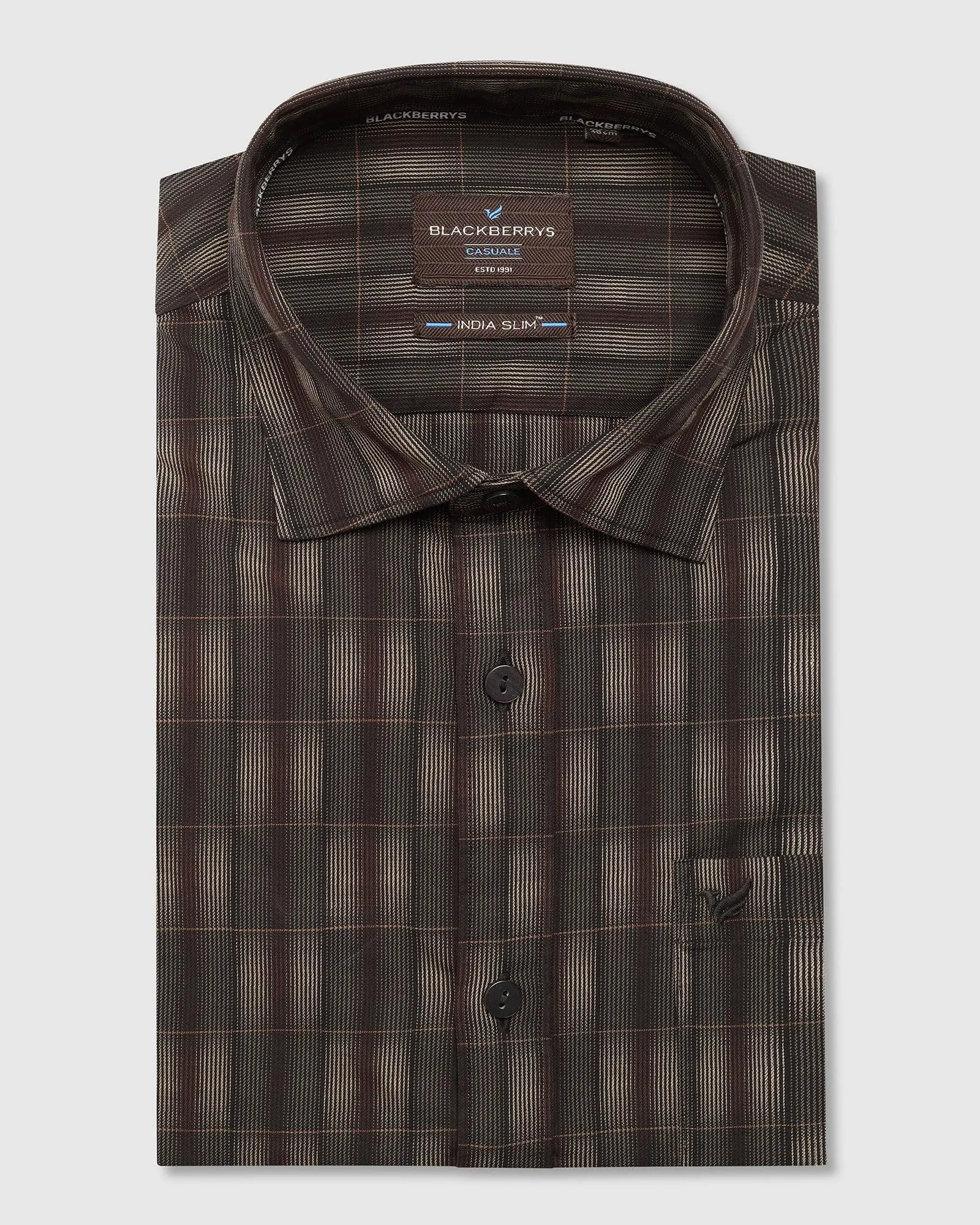 Casual Half Sleeve Gold Check Shirt - Fenix