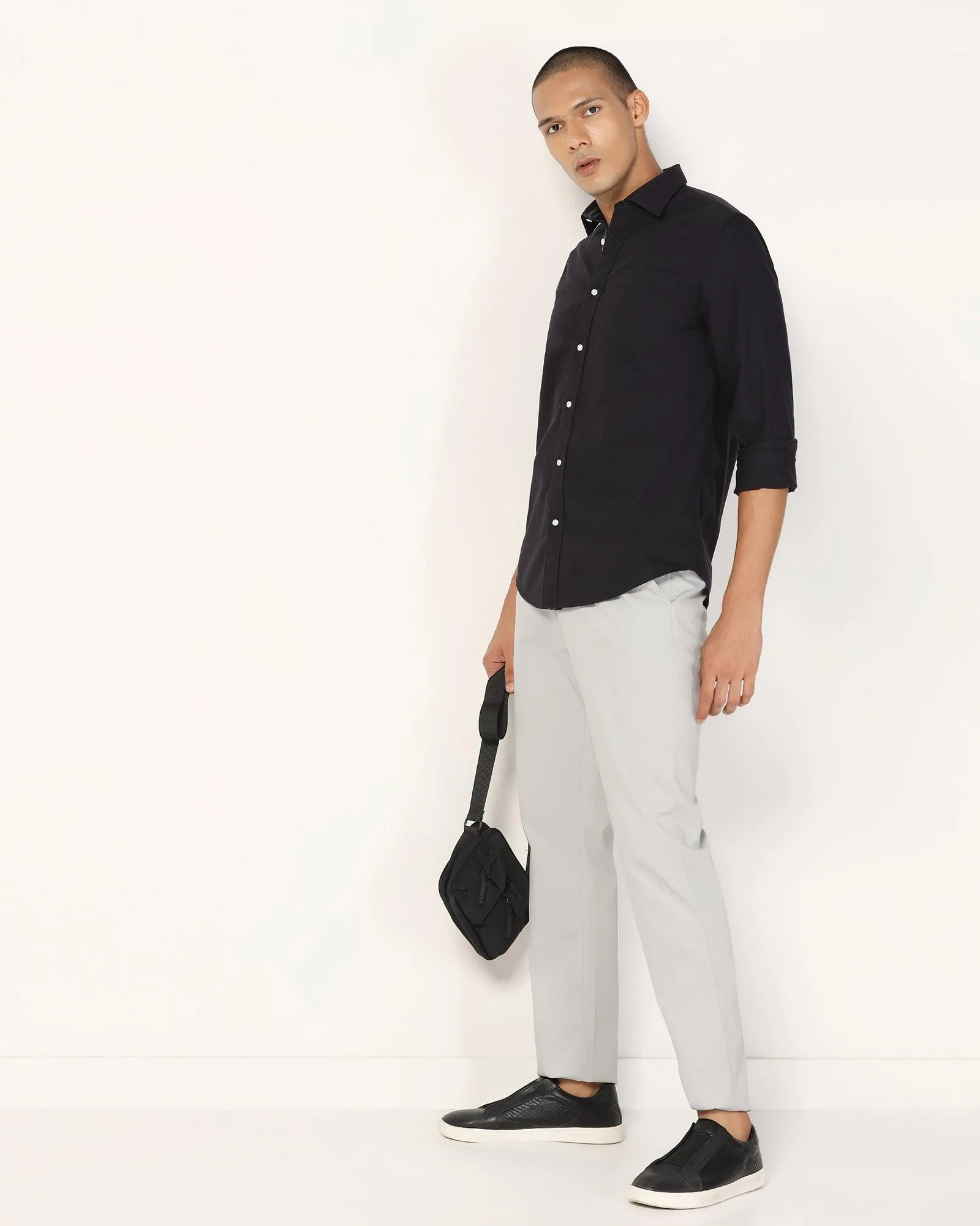 Casual Navy Solid Shirt - Solly