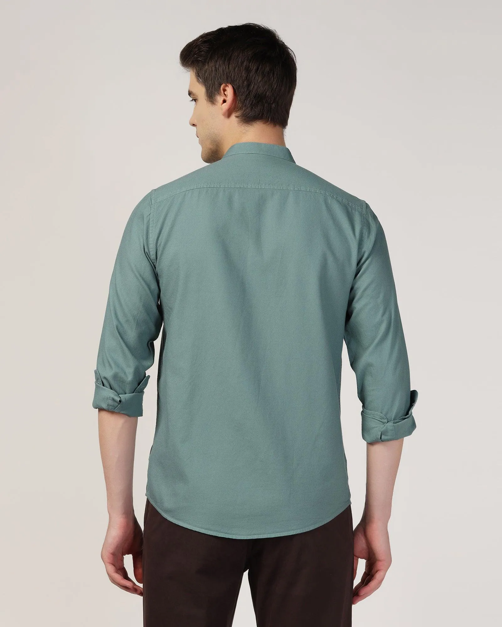 Casual Olive Textured Shirt - Jolt