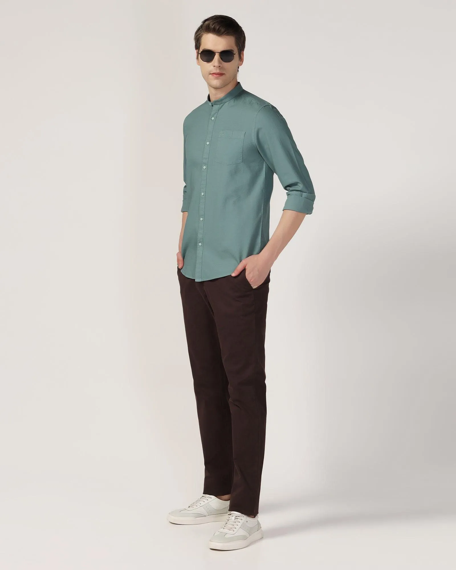 Casual Olive Textured Shirt - Jolt