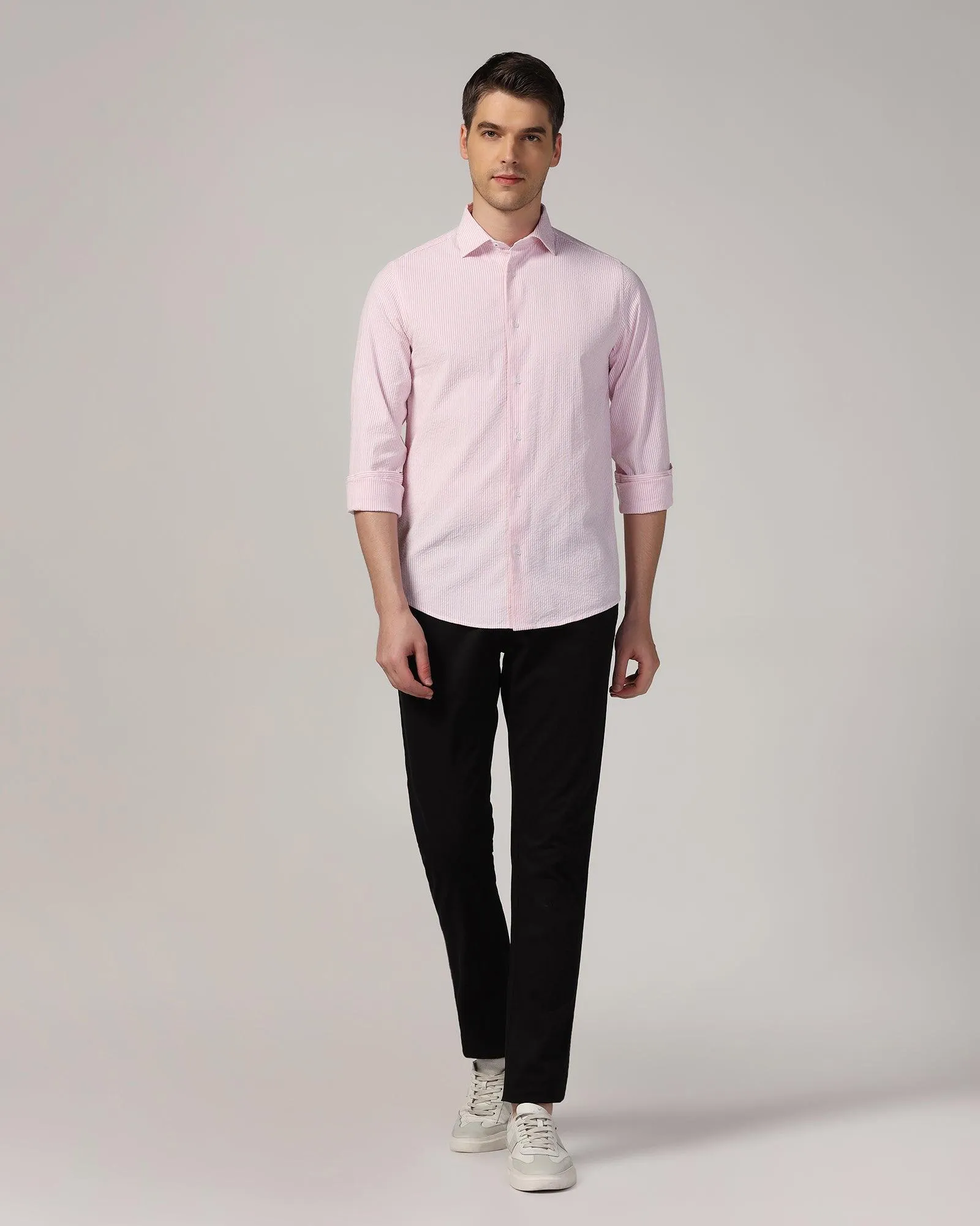 Casual Pink Stripe Shirt - Taffy