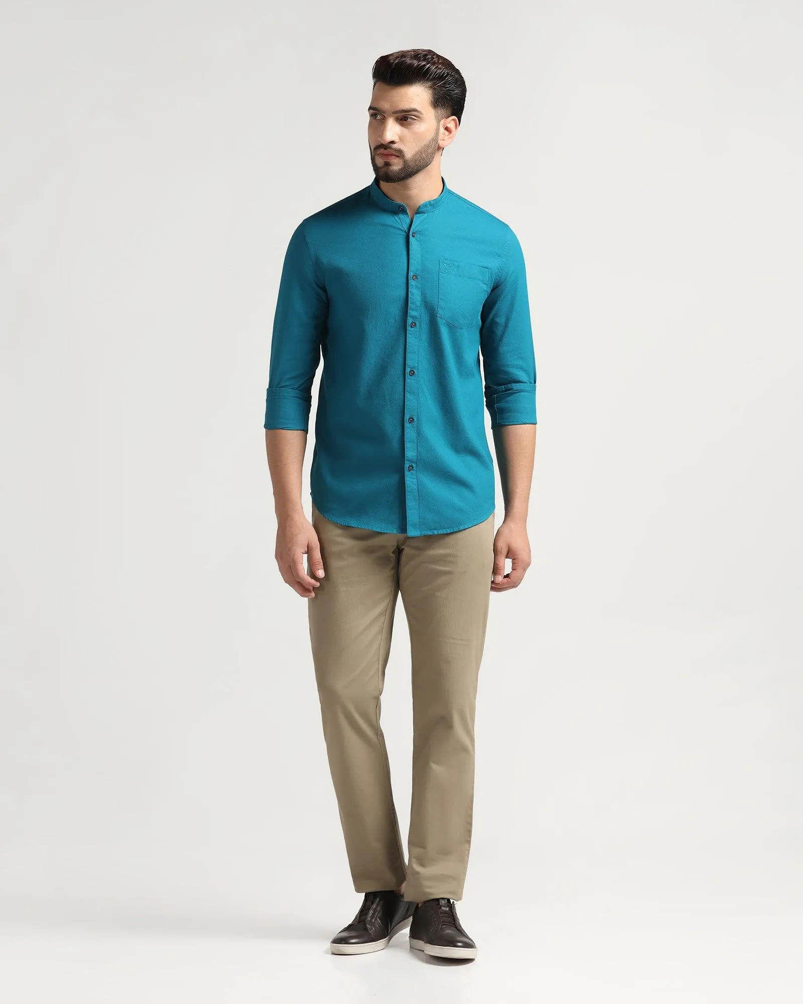 Casual Teal Solid Shirt - Colt