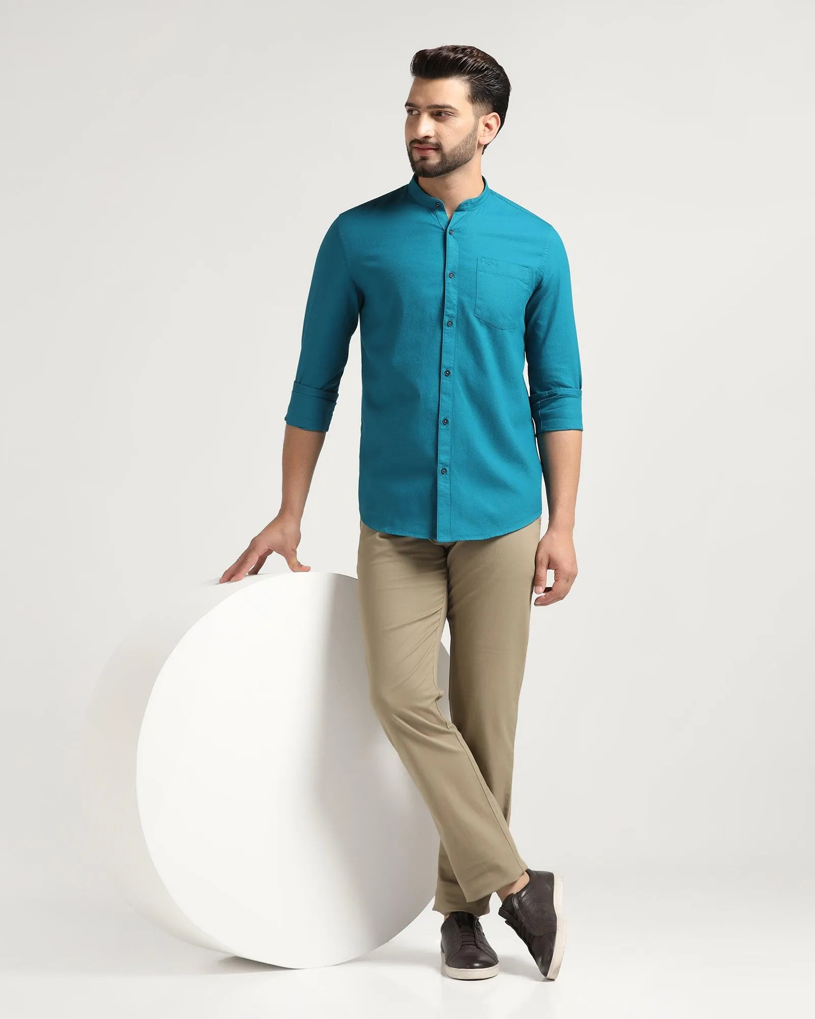 Casual Teal Solid Shirt - Colt