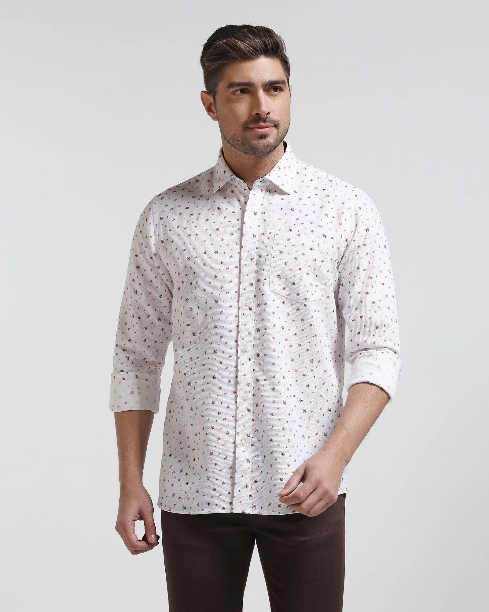 Casual White Printed Shirt - Rider