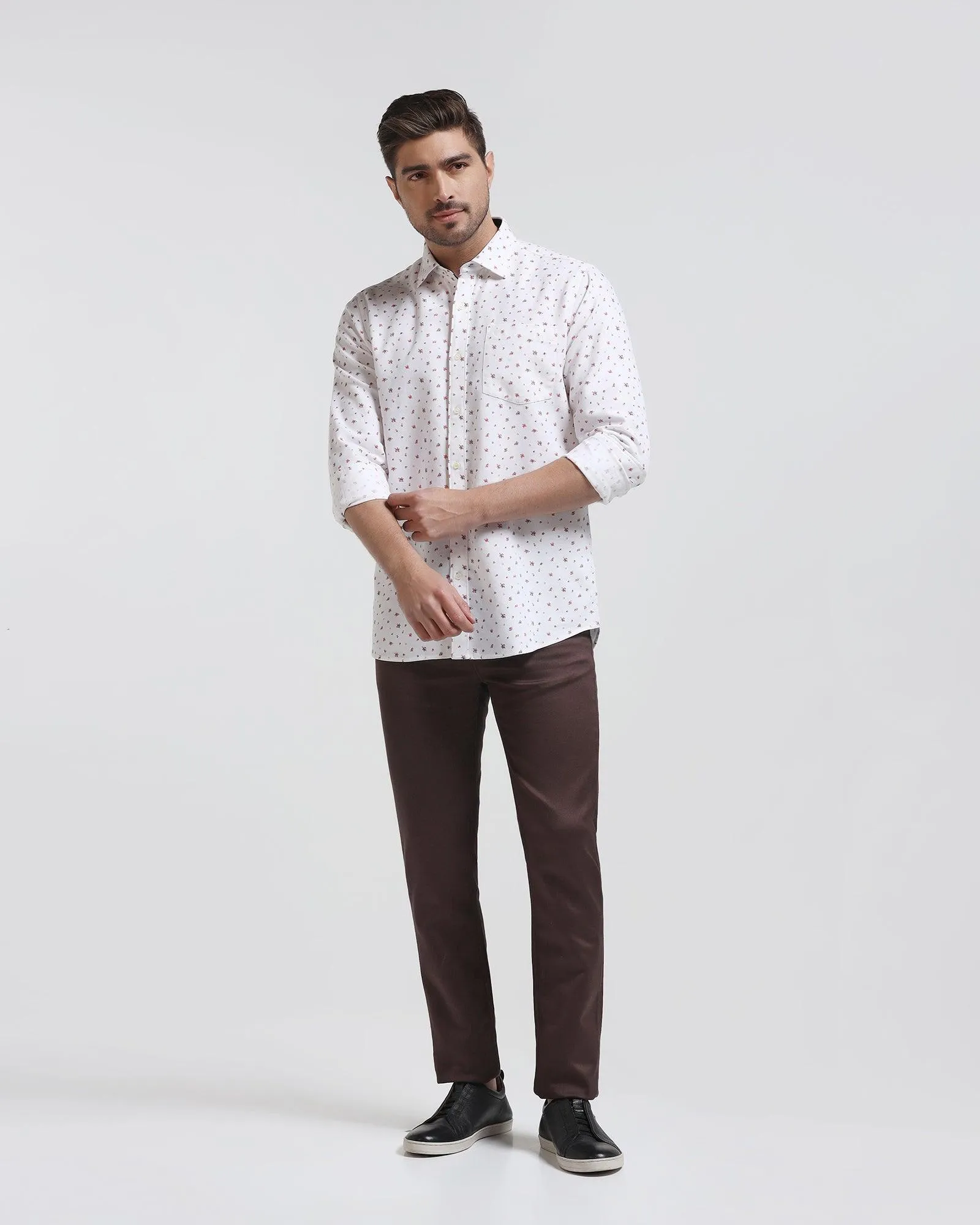 Casual White Printed Shirt - Rider