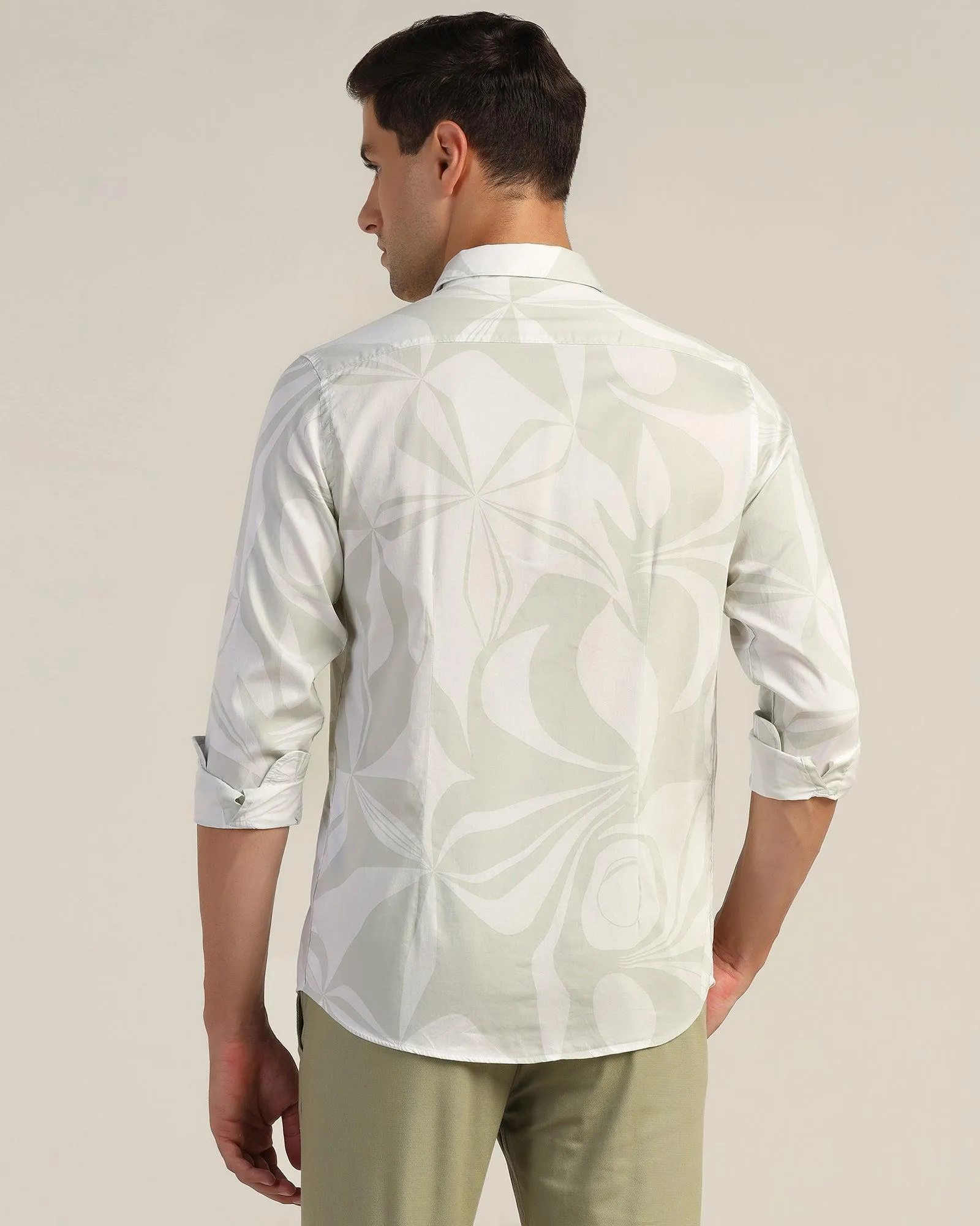 Casual White Printed Shirt - Tuna