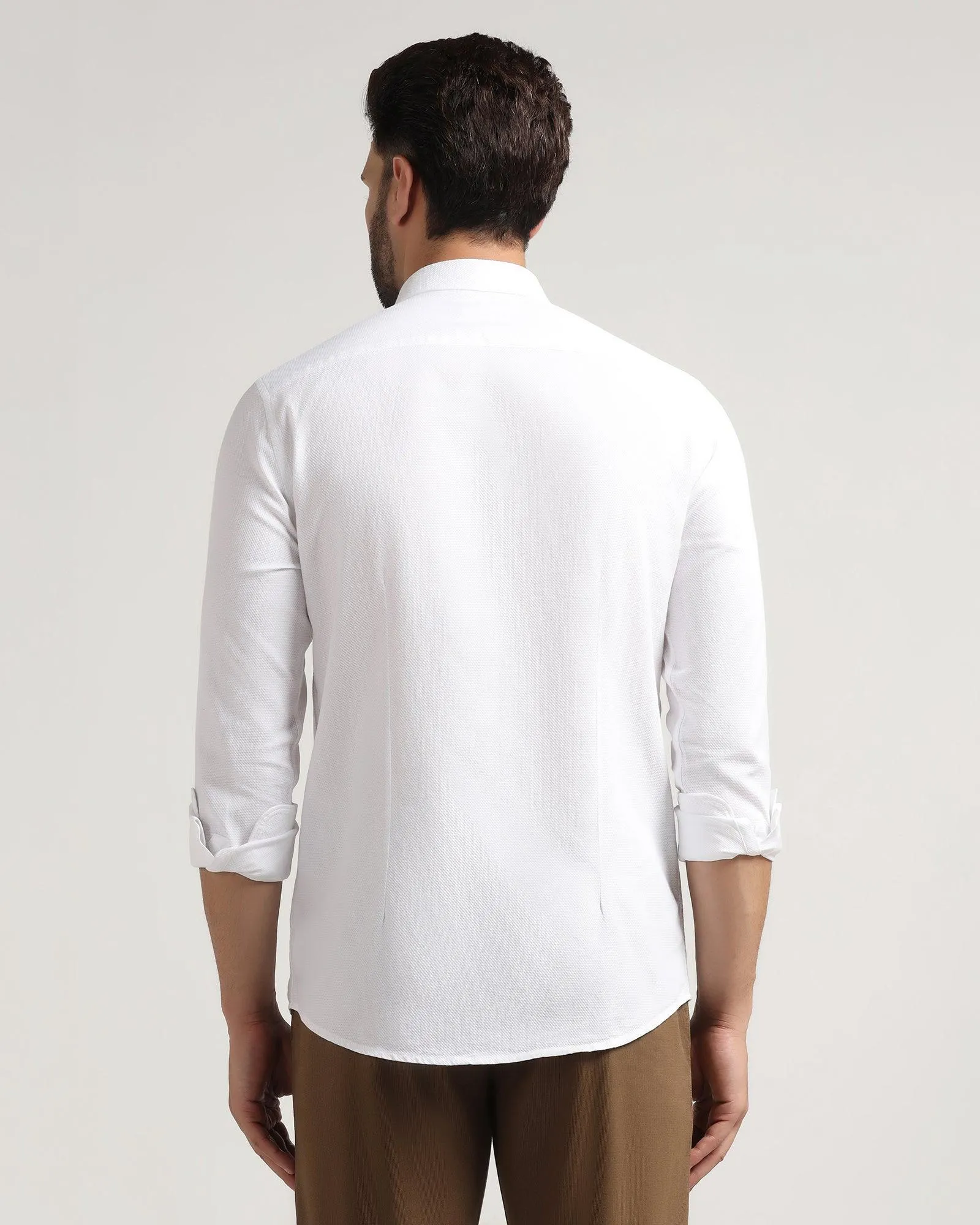 Casual White Solid Shirt - Jolt