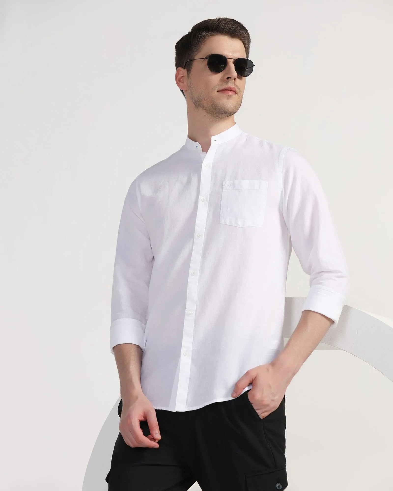 Casual White Solid Shirt - Perry