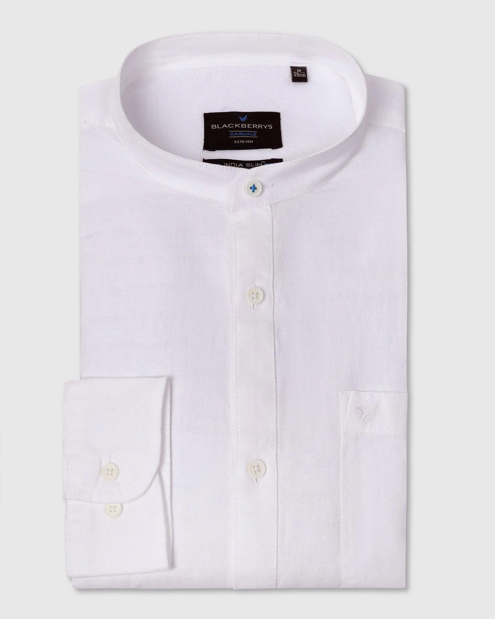 Casual White Solid Shirt - Perry