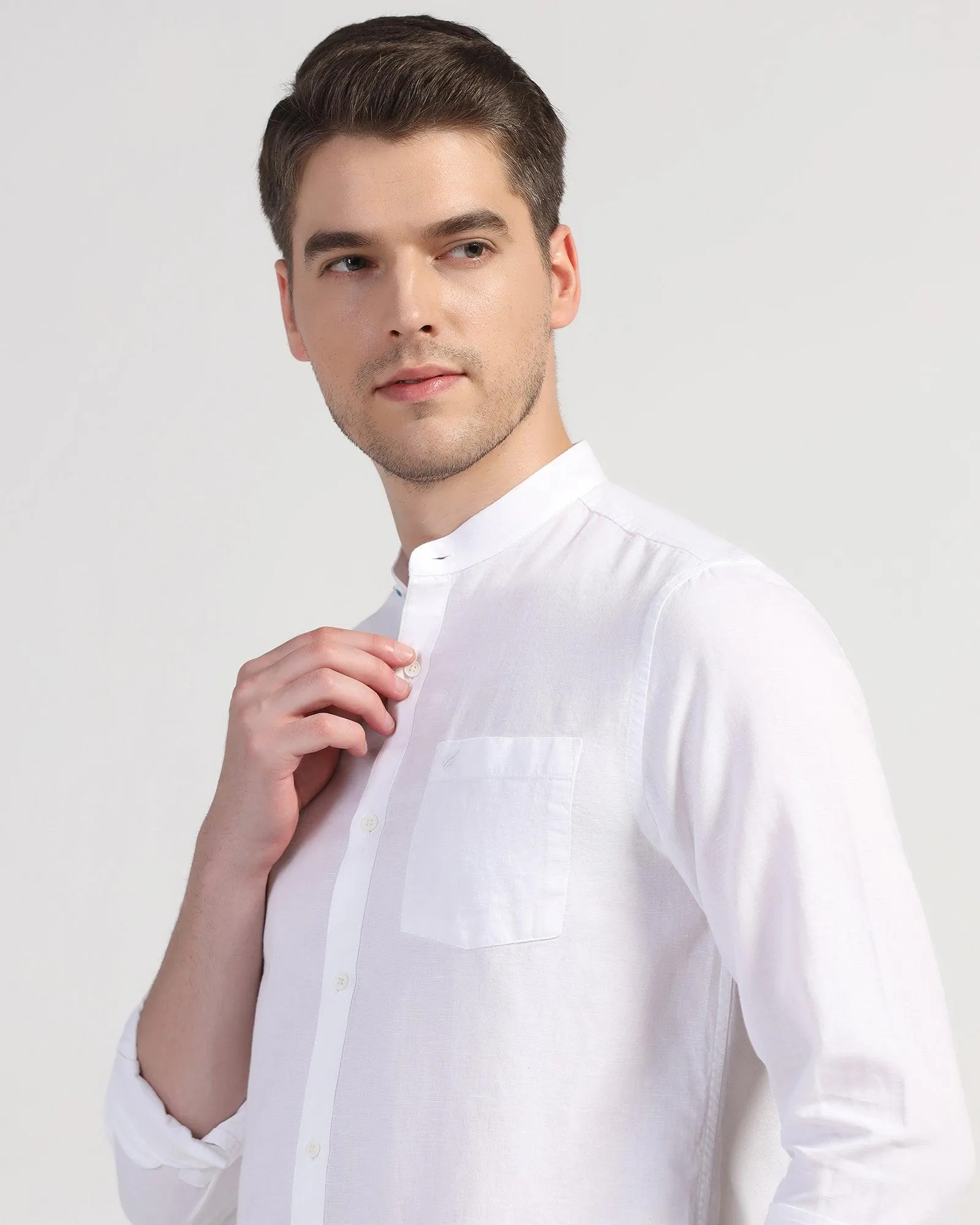 Casual White Solid Shirt - Perry