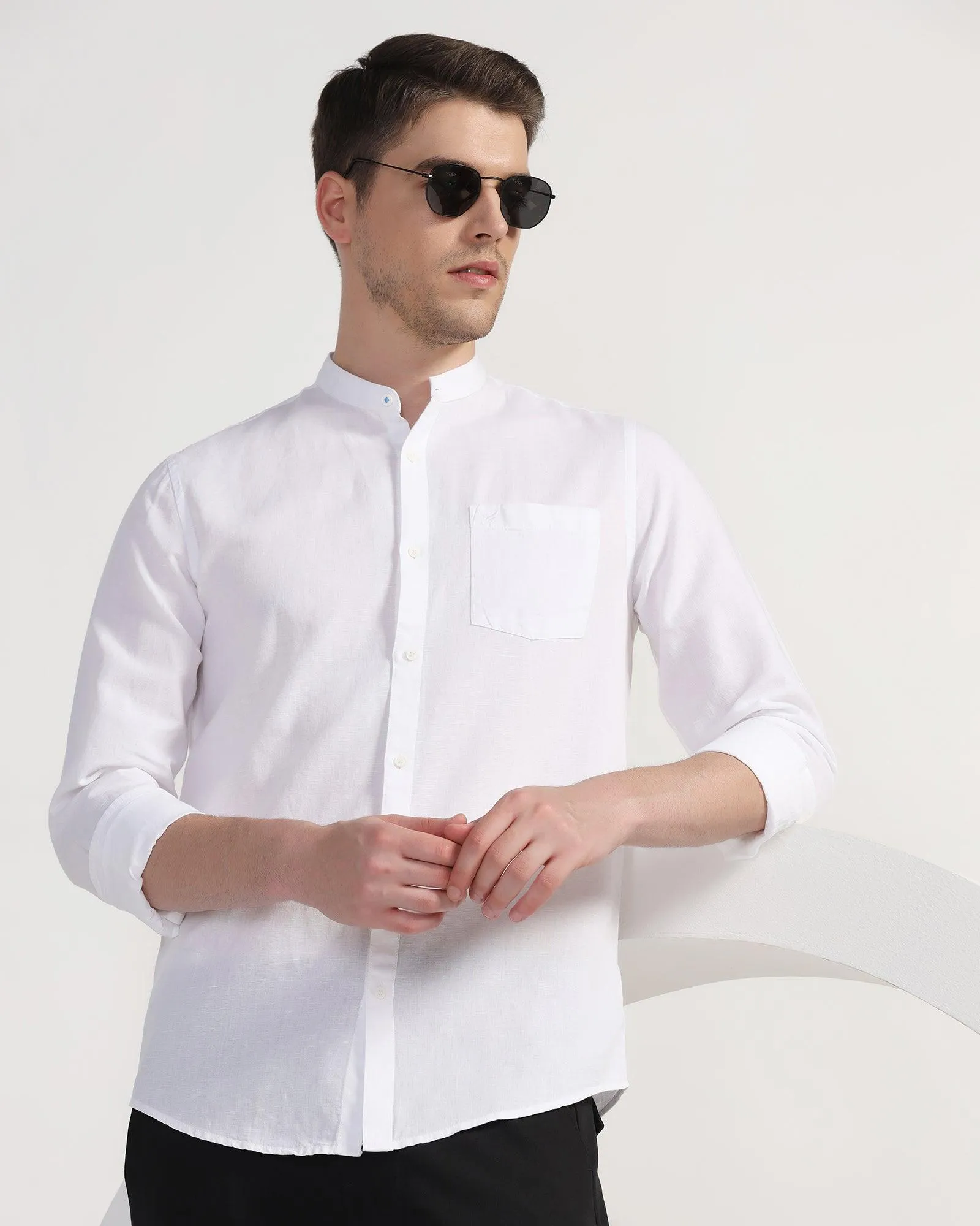 Casual White Solid Shirt - Perry