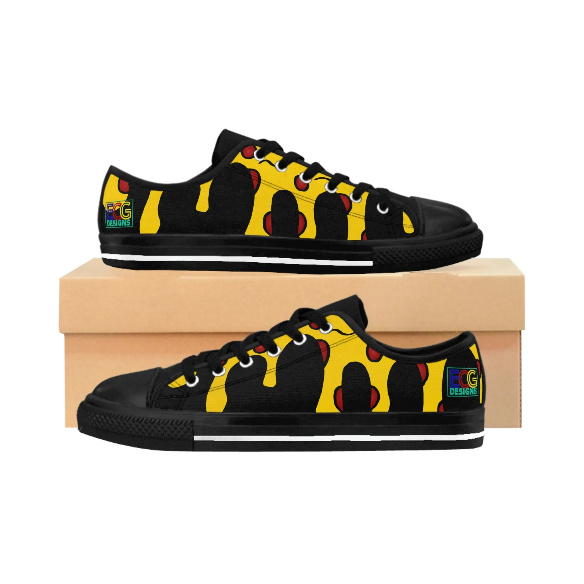 Cheesy Pizza Men's Sneakers (Black)