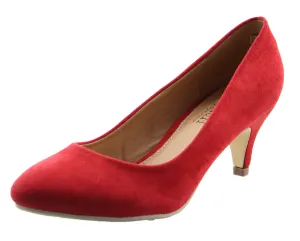 Cherish by Elegant Footwear Women's Winy-2 Velvet Low Heel Closed Toe Pump