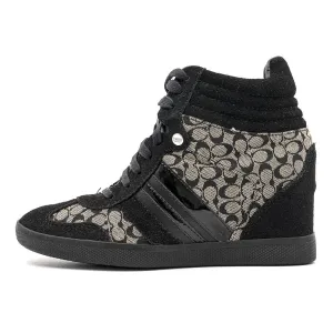 Coach Signature Alara Wedge Ankle Boots Suede Black Colour For Women