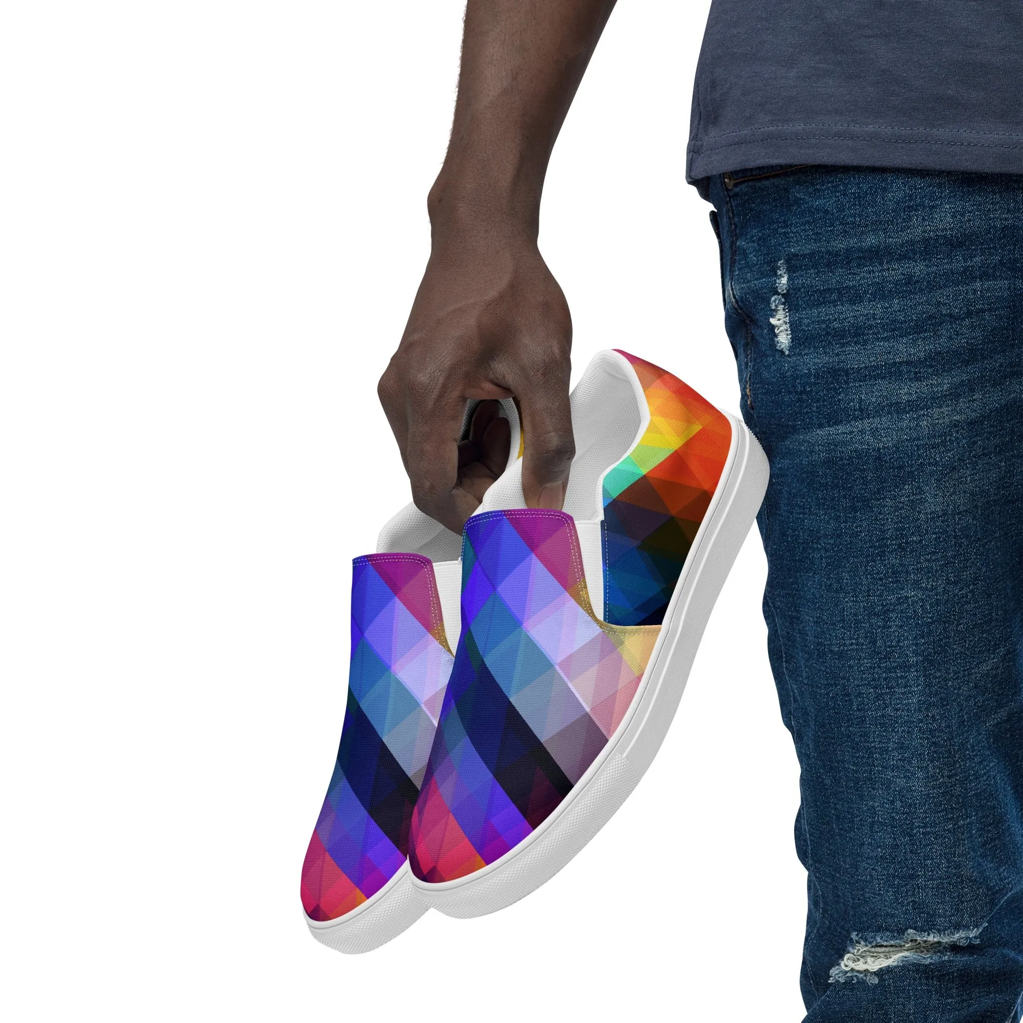 Color Glitch Men's Slip Ons