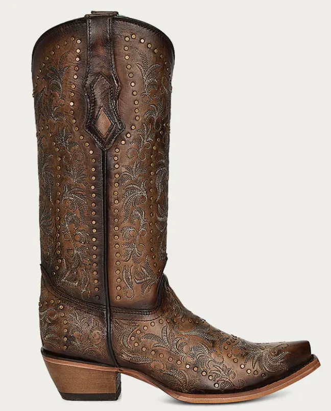 CORRAL MAPLE EMBROIDERY STUDS SNIP TOE BOOTS STYLE C3972