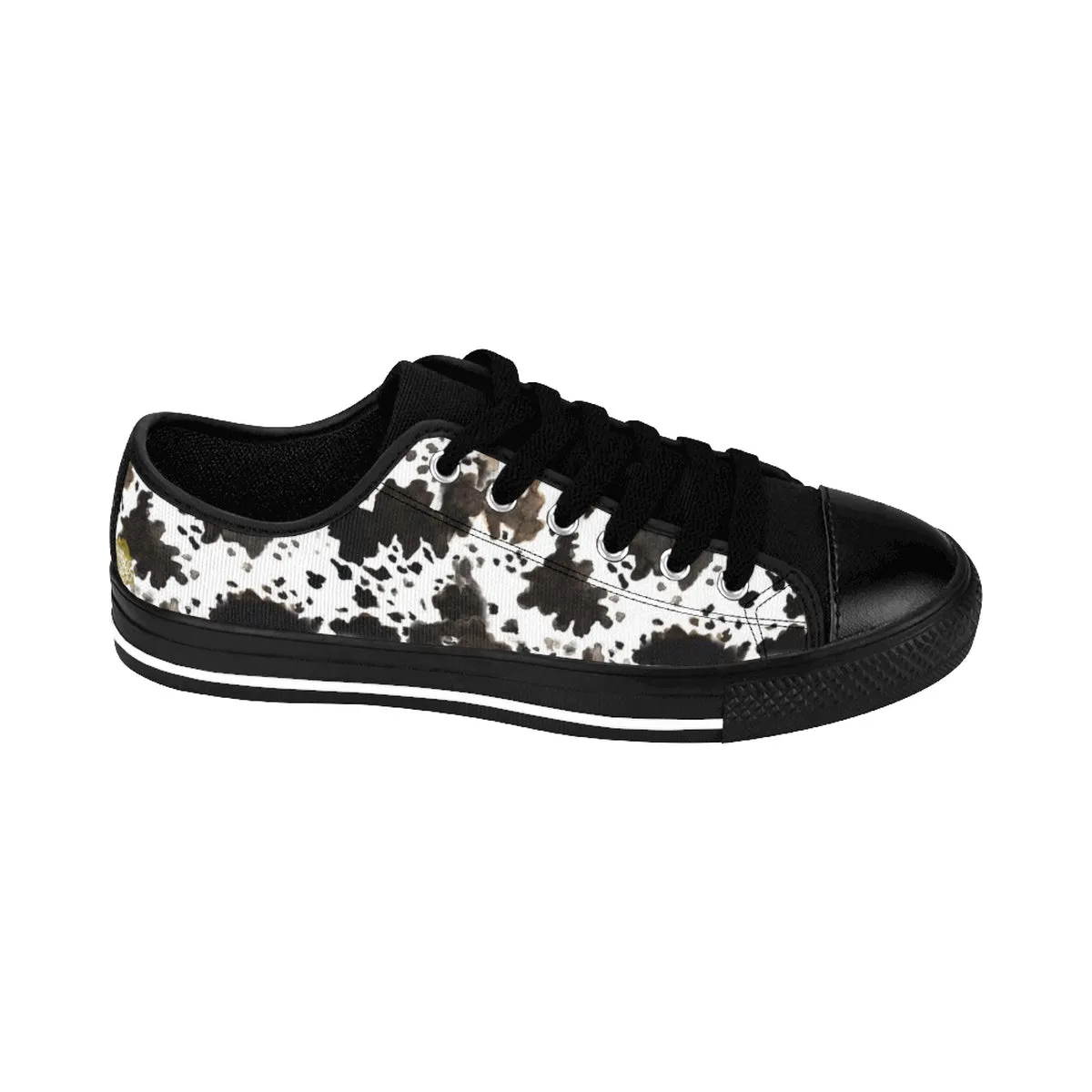 Cow Print Ladies Low Tops, Brown White Durable & Lightweight Women's Low Top Sneakers