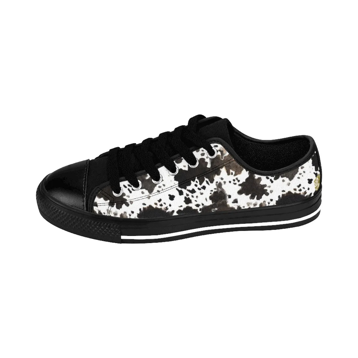 Cow Print Ladies Low Tops, Brown White Durable & Lightweight Women's Low Top Sneakers